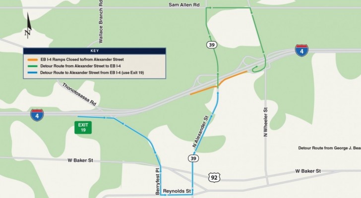 Eastbound I-4 Ramps at Alexander Street (SR 39) Closing this Weekend